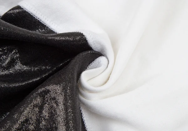 ニールバレットNeil Barrett コットンコーティングバイカラーVネックTシャツ 白黒XS K-108999_009