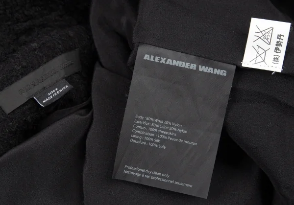 アレキサンダーワンALEXANDER WANG ウールナイロンピリングダブルブレストジャケット 黒2 K-109002_017