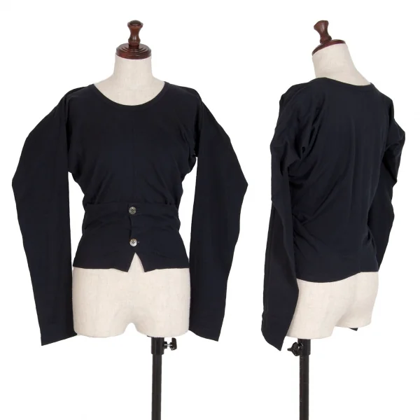 コムデギャルソンCOMME des GARCONSコットン変形切替カットソー 紺M K-109017_001
