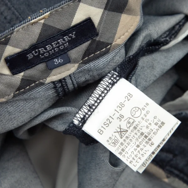 バーバリーロンドンBURBERRY LONDON ベルト付きウォッシュドデニムスカート インディゴ36 K-109030_015