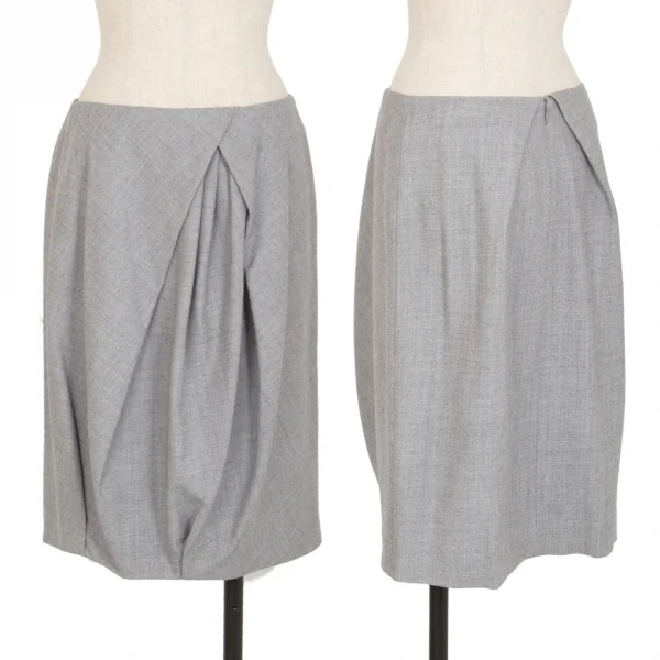 アツロウタヤマATSURO TAYAMA ウール混タックドレープデザインスカート グレー40 K-109032_001