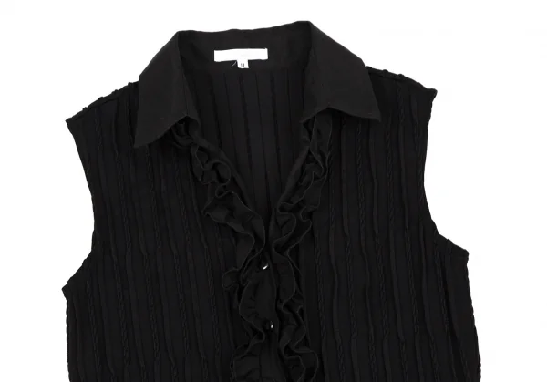 ナラカミーチェNARACAMICIE フリルフロント切替ノースリーブストレッチブラウス 黒II K-109034_003