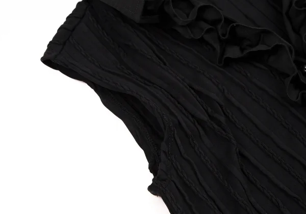 ナラカミーチェNARACAMICIE フリルフロント切替ノースリーブストレッチブラウス 黒II K-109034_005