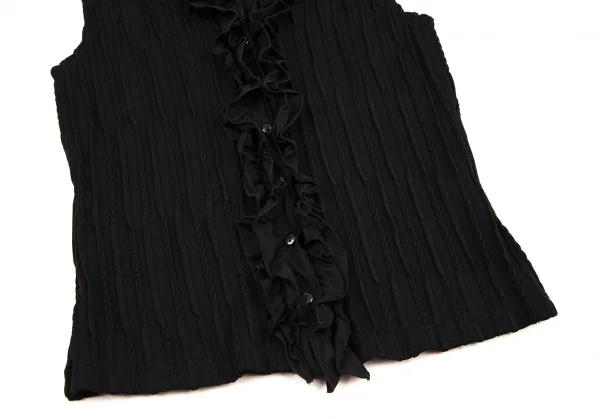 ナラカミーチェNARACAMICIE フリルフロント切替ノースリーブストレッチブラウス 黒II K-109034_006
