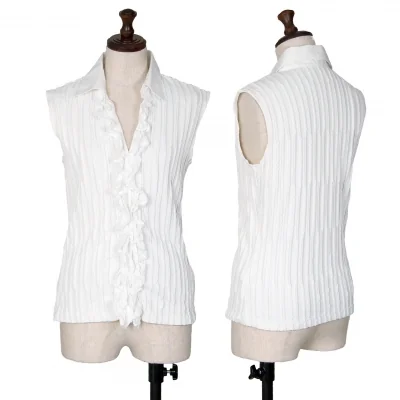 ナラカミーチェNARACAMICIE フリルフロント切替ノースリーブストレッチブラウス オフ