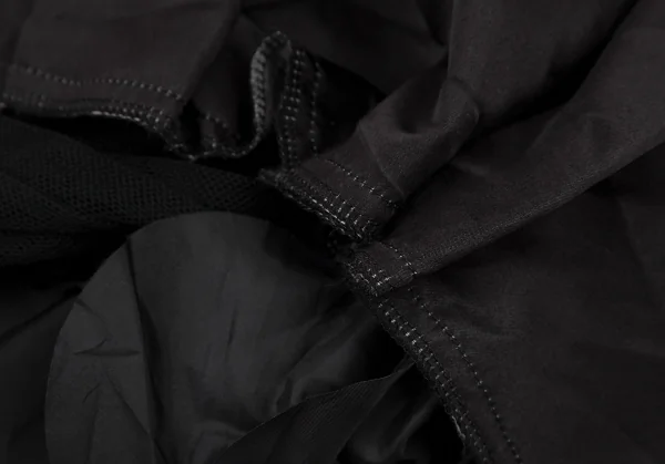 コムデギャルソンCOMME des GARCONSポリシルク製品染めティアードプリーツスカート 黒M K-109045_010