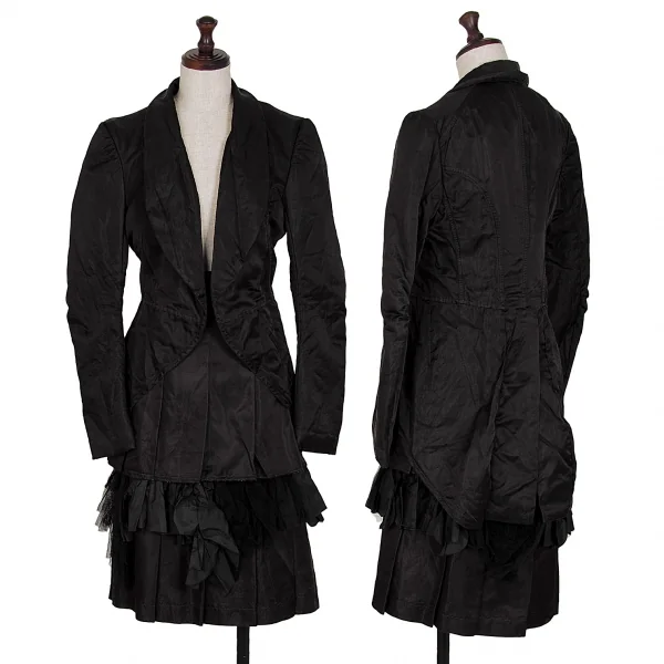 コムデギャルソンCOMME des GARCONSポリシルク製品染めティアードプリーツスカート 黒M K-109045_011