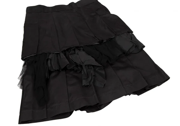 コムデギャルソンCOMME des GARCONSポリシルク製品染めティアードプリーツスカート 黒M K-109045_005