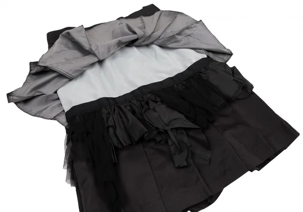 コムデギャルソンCOMME des GARCONSポリシルク製品染めティアードプリーツスカート 黒M K-109045_006