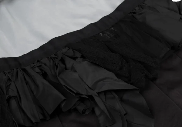 コムデギャルソンCOMME des GARCONSポリシルク製品染めティアードプリーツスカート 黒M K-109045_007