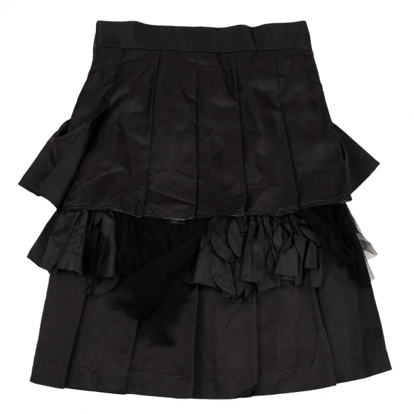 コムデギャルソンCOMME des GARCONSポリシルク製品染めティアードプリーツスカート 黒M K-109045_009