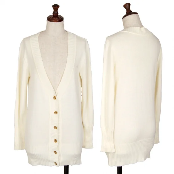 ヴィヴィアンウエストウッドVivienne Westwood レーヨン混オーブワンポイント刺繍リブカーディガン クリームM位 K-109101_001