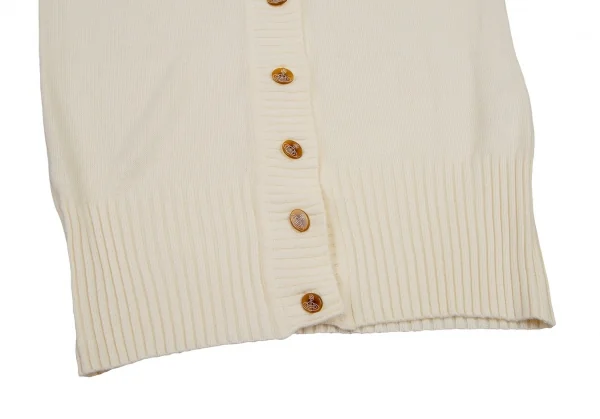ヴィヴィアンウエストウッドVivienne Westwood レーヨン混オーブワンポイント刺繍リブカーディガン クリームM位 K-109101_010