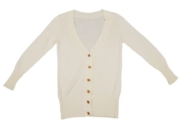 ヴィヴィアンウエストウッドVivienne Westwood レーヨン混オーブワンポイント刺繍リブカーディガン クリームM位 K-109101_002