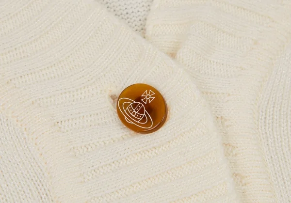 ヴィヴィアンウエストウッドVivienne Westwood レーヨン混オーブワンポイント刺繍リブカーディガン クリームM位 K-109101_007