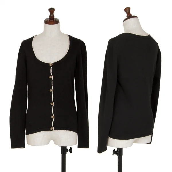 ヴィヴィアンウエストウッド レッドレーベルVivienne Westwood Red Label コットンオーブボタンプリントパイピングカーディガン 黒3 K-109102_001