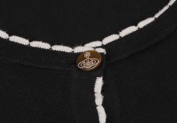 ヴィヴィアンウエストウッド レッドレーベルVivienne Westwood Red Label コットンオーブボタンプリントパイピングカーディガン 黒3 K-109102_004