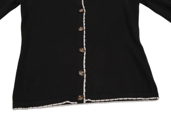 ヴィヴィアンウエストウッド レッドレーベルVivienne Westwood Red Label コットンオーブボタンプリントパイピングカーディガン 黒3 K-109102_007