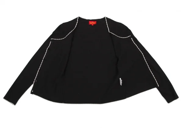 ヴィヴィアンウエストウッド レッドレーベルVivienne Westwood Red Label コットンオーブボタンプリントパイピングカーディガン 黒3 K-109102_009