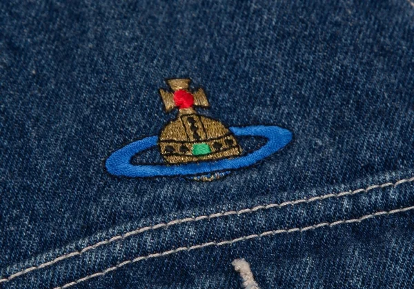 ヴィヴィアンウエストウッドVivienne Westwood オーブワンポイント刺繍デニムジャケット インディゴM K-109105_011