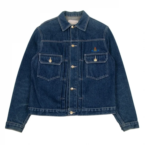 ヴィヴィアンウエストウッドVivienne Westwood オーブワンポイント刺繍デニムジャケット インディゴM K-109105_002