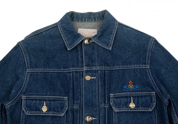 ヴィヴィアンウエストウッドVivienne Westwood オーブワンポイント刺繍デニムジャケット インディゴM K-109105_003