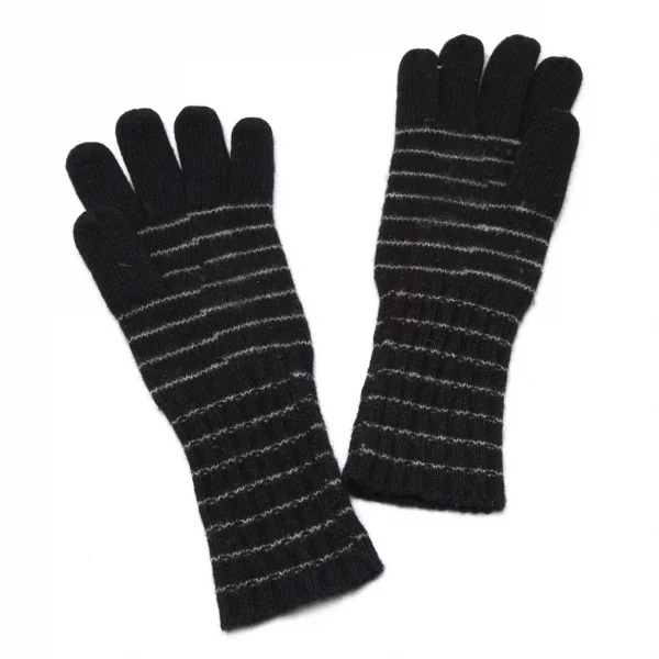 ヴィヴィアンウエストウッドVivienne Westwood オーブワンポイント刺繍ボーダーニットグローブ 黒グレー K-109109_005