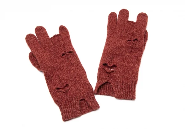 ヴィヴィアンウエストウッドVivienne Westwood オーブワンポイント刺繍クラッシュニットグローブ ワイン K-109111_010