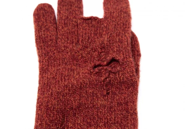 ヴィヴィアンウエストウッドVivienne Westwood オーブワンポイント刺繍クラッシュニットグローブ ワイン K-109111_011