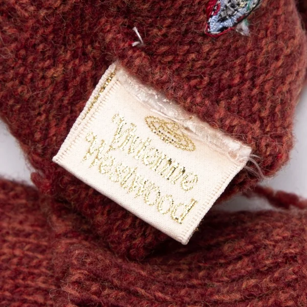 ヴィヴィアンウエストウッドVivienne Westwood オーブワンポイント刺繍クラッシュニットグローブ ワイン K-109111_013