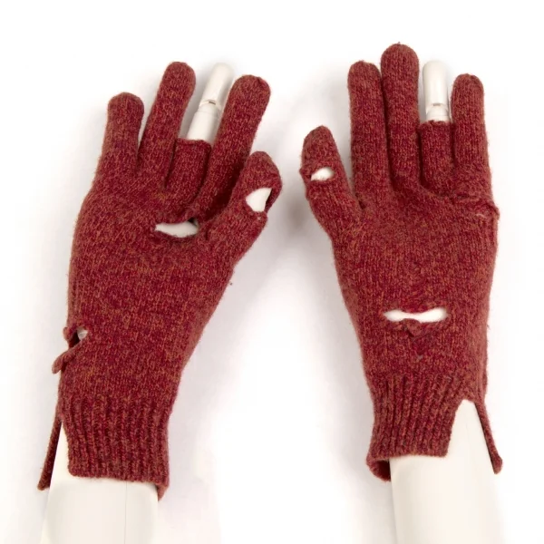 ヴィヴィアンウエストウッドVivienne Westwood オーブワンポイント刺繍クラッシュニットグローブ ワイン K-109111_002