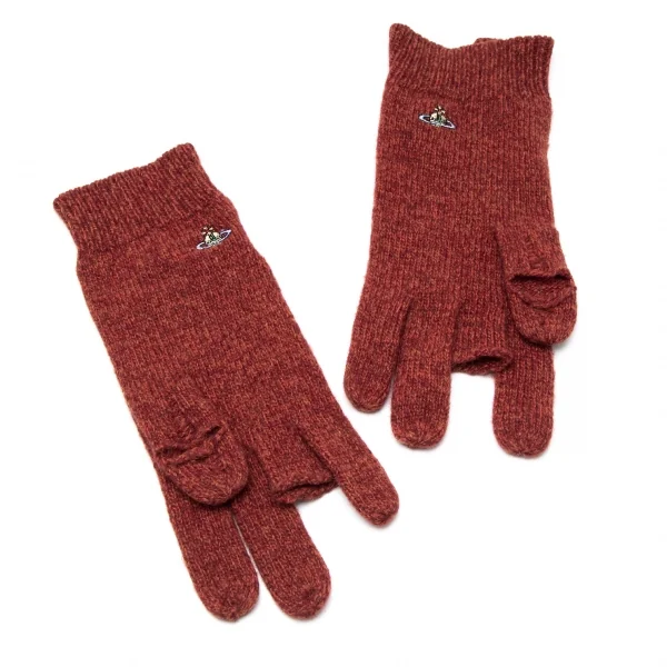 ヴィヴィアンウエストウッドVivienne Westwood オーブワンポイント刺繍クラッシュニットグローブ ワイン K-109111_005