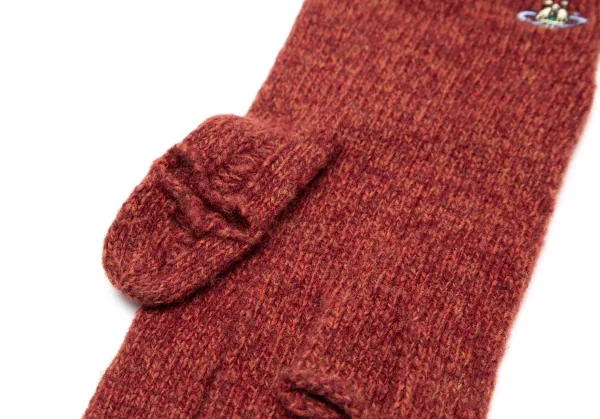 ヴィヴィアンウエストウッドVivienne Westwood オーブワンポイント刺繍クラッシュニットグローブ ワイン K-109111_008