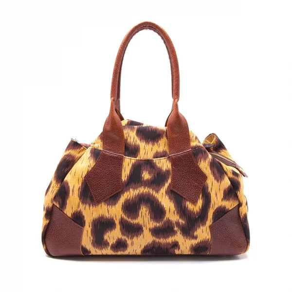 ヴィヴィアンウエストウッドVivienne Westwood Braccialini社製レオパードレザー切替ヤスミンバッグ 茶 K-109112_001