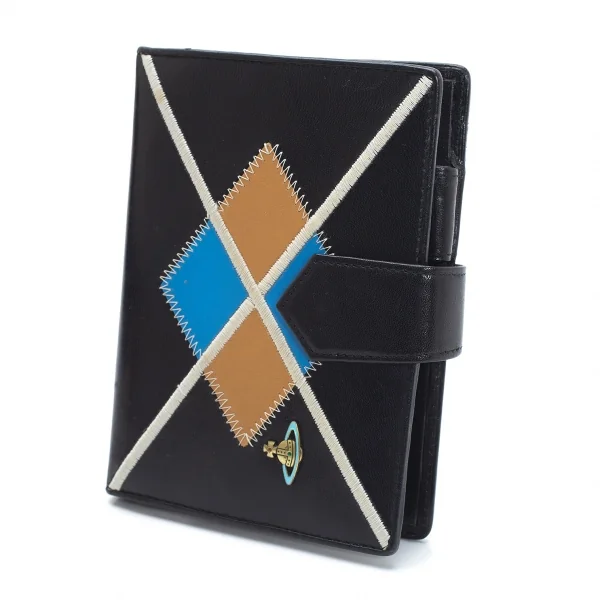 ヴィヴィアンウエストウッドVivienne Westwood オーブアーガイルレザーシステム手帳 黒 K-109118_001