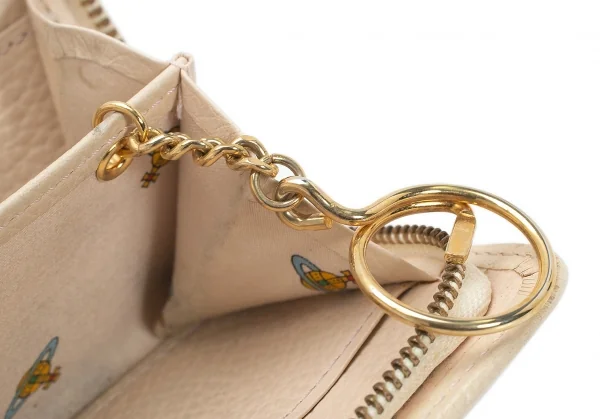 ヴィヴィアンウエストウッドVivienne Westwood オーブレオパードハラコレザーコインケース アイボリーピンク K-109121_012
