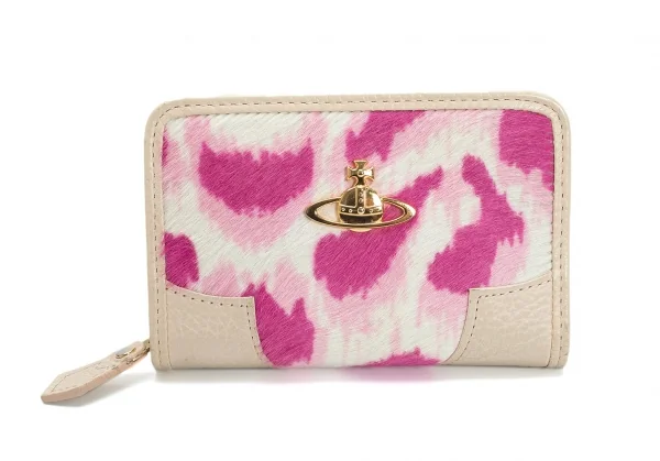 ヴィヴィアンウエストウッドVivienne Westwood オーブレオパードハラコレザーコインケース アイボリーピンク K-109121_002