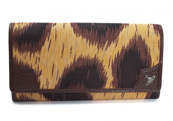 ヴィヴィアンウエストウッドVivienne Westwood オーブレオパードレザー切替二つ折りウォレット 茶黄 K-109123_002