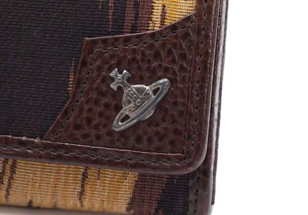 ヴィヴィアンウエストウッドVivienne Westwood オーブレオパードレザー切替二つ折りウォレット 茶黄 K-109123_003