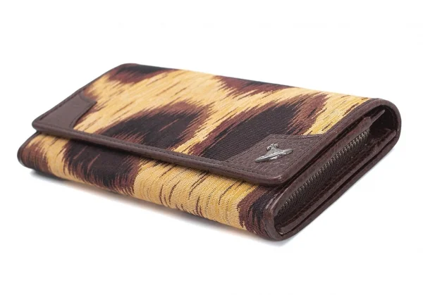 ヴィヴィアンウエストウッドVivienne Westwood オーブレオパードレザー切替二つ折りウォレット 茶黄 K-109123_005