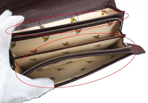ヴィヴィアンウエストウッドVivienne Westwood オーブレオパードレザー切替二つ折りウォレット 茶黄 K-109123_007