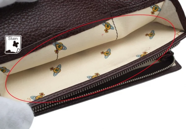 ヴィヴィアンウエストウッドVivienne Westwood オーブレオパードレザー切替二つ折りウォレット 茶黄 K-109123_008