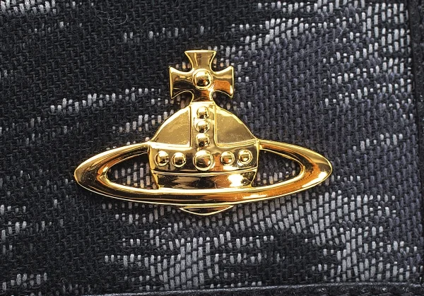 ヴィヴィアンウエストウッドVivienne Westwood オーブジャガード二つ折りウォレット 黒グレー K-109125_003