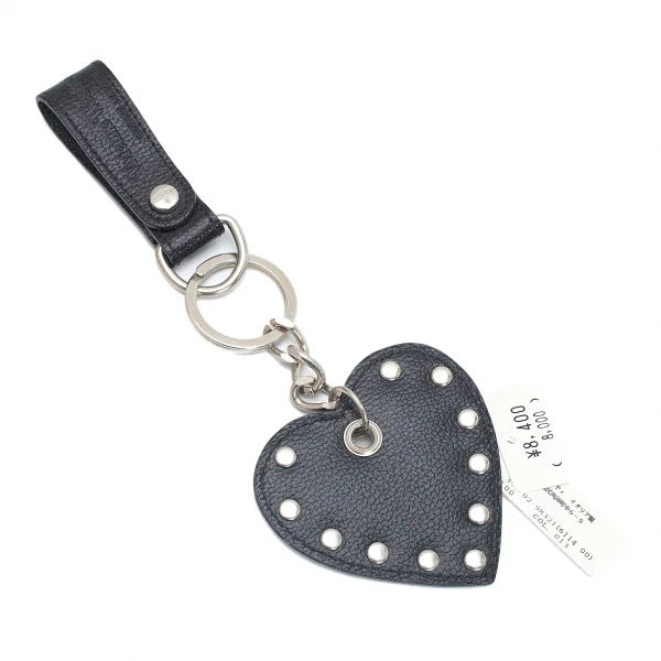 ヴィヴィアンウエストウッドVivienne Westwood ハートスタッズチャームレザーキーホルダー 黒シルバー K-109135_001