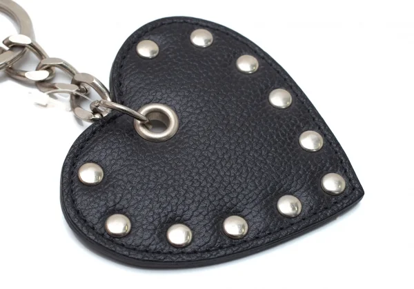 ヴィヴィアンウエストウッドVivienne Westwood ハートスタッズチャームレザーキーホルダー 黒シルバー K-109135_003