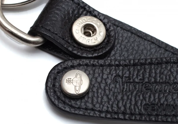 ヴィヴィアンウエストウッドVivienne Westwood ハートスタッズチャームレザーキーホルダー 黒シルバー K-109135_006