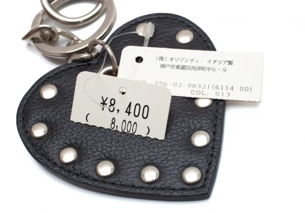 ヴィヴィアンウエストウッドVivienne Westwood ハートスタッズチャームレザーキーホルダー 黒シルバー K-109135_007