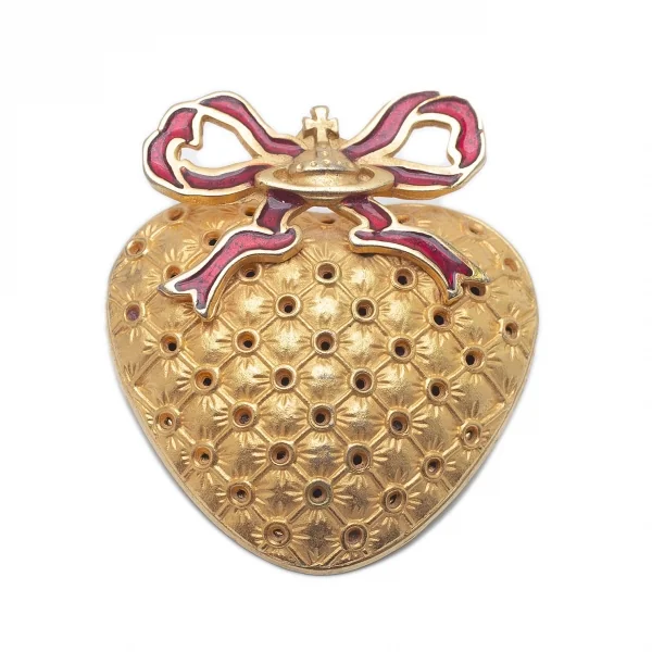 Vivienne Westwood Boudoir orb ribbon heart brooch Gold  K-109136_001