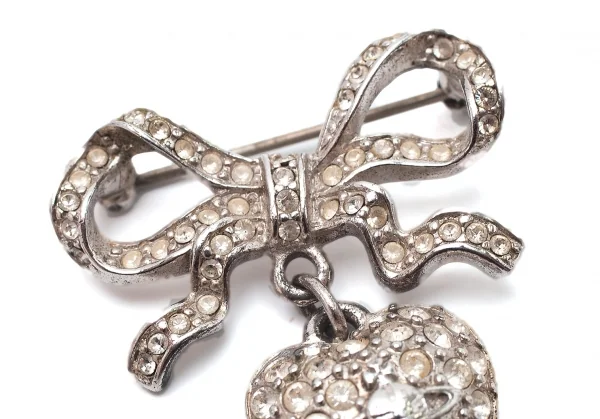 ヴィヴィアンウエストウッドVivienne Westwood オーブストーン装飾リボンハートブローチ シルバー K-109137_002