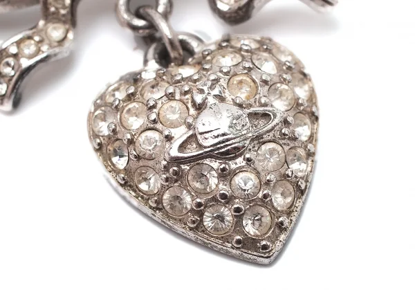 ヴィヴィアンウエストウッドVivienne Westwood オーブストーン装飾リボンハートブローチ シルバー K-109137_003